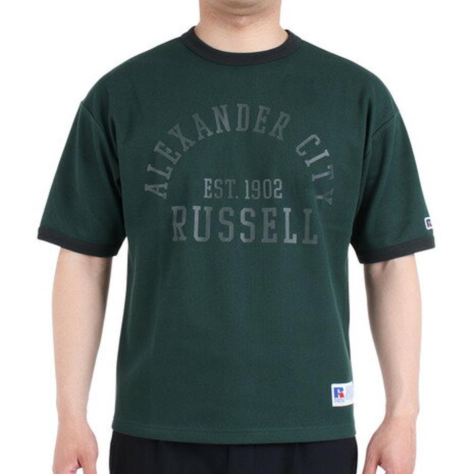 【10%OFFクーポン対象!8/10まで】ラッセル(RUSSELL)(メンズ)半袖Tシャツ メンズ ドライフィット 鹿の子 RBM23S0007 GRN
