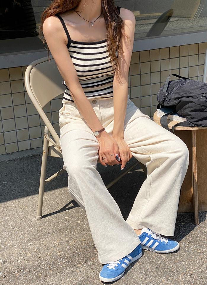 ボタンコットンワイドパンツ・t00608 レディース 【pt】 韓国ファッション ボトムス パンツ ロング丈 フルレングス ハイウエスト ボタン ワイド ルーズフィット コットン 綿100 無地 モード 大人 デイリー 春 夏 カジュアル