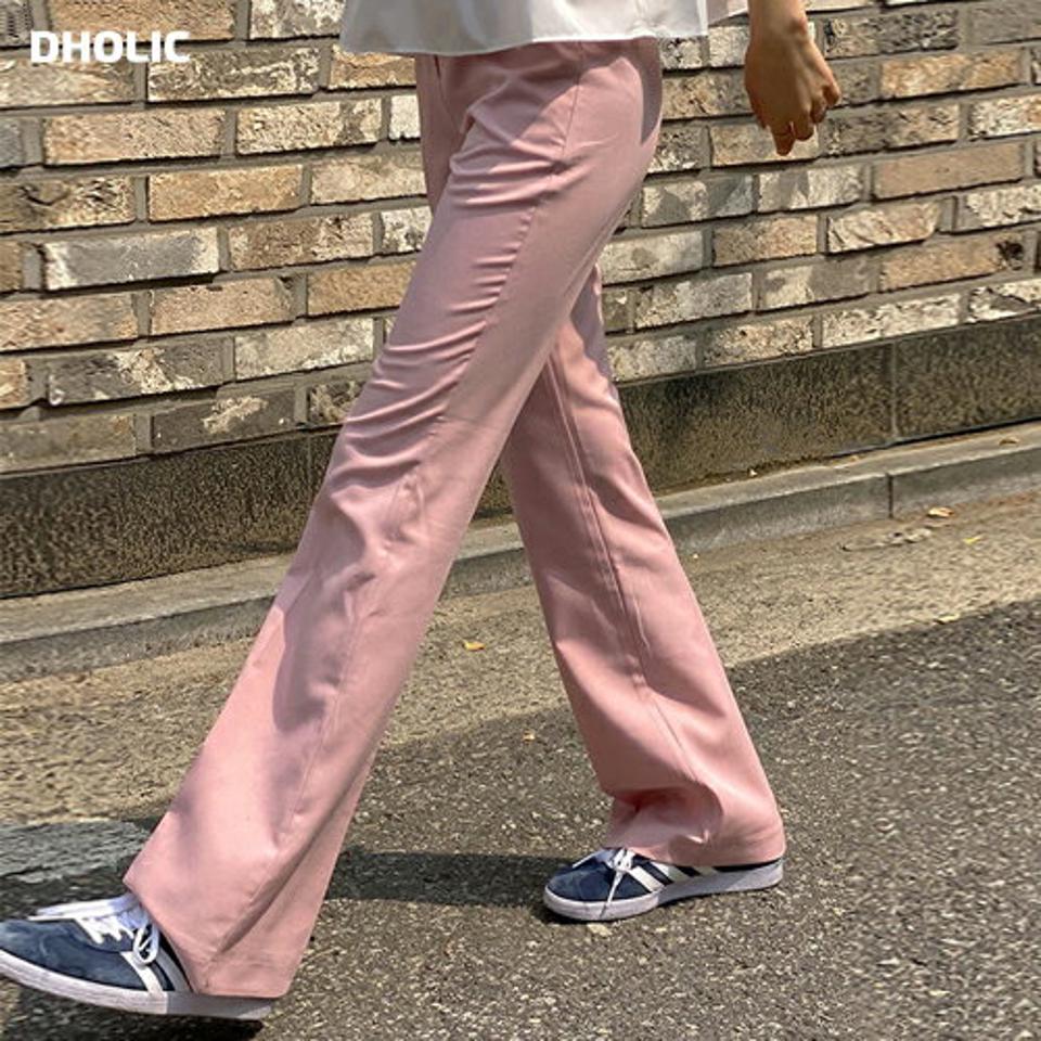 スリムフレアスラックス・t00609 レディース 【pt】 韓国ファッション ボトムス パンツ ロング丈 フルレングス ハイウエスト フレア スリムフィット 細身 レーヨン混 無地 パステル シンプル フェミニン デイリー 春 夏 カジュアル