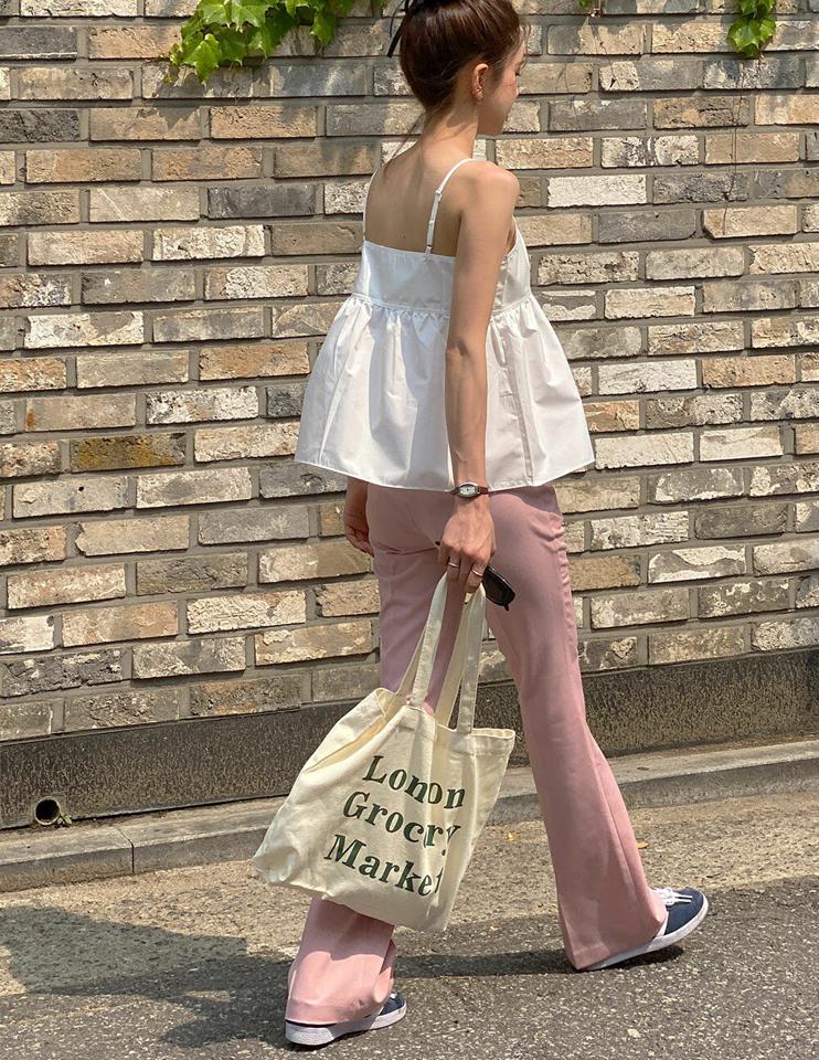 スリムフレアスラックス・t00609 レディース 【pt】 韓国ファッション ボトムス パンツ ロング丈 フルレングス ハイウエスト フレア スリムフィット 細身 レーヨン混 無地 パステル シンプル フェミニン デイリー 春 夏 カジュアル