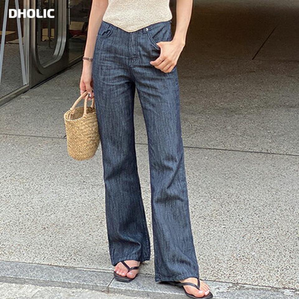 インディゴフレアデニムパンツ・t00615 レディース 【pt】 韓国ファッション ボトムス パンツ デニムパンツ デニム ロング丈 フルレングス インディゴブルー ストレート ワイド コットン 無地 レトロ シンプル デイリー 春 夏 カジュアル