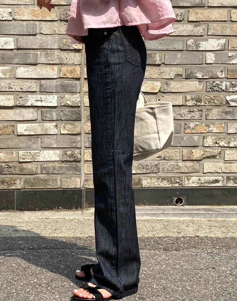 インディゴフレアデニムパンツ・t00615 レディース 【pt】 韓国ファッション ボトムス パンツ デニムパンツ デニム ロング丈 フルレングス インディゴブルー ストレート ワイド コットン 無地 レトロ シンプル デイリー 春 夏 カジュアル