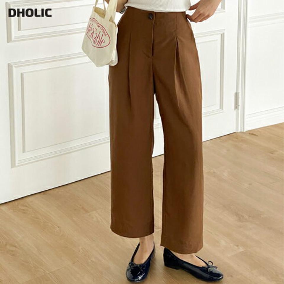 【送料無料・メール便】リネン混タックボタンスラックス・u72336 レディース 【pt】ボトムス パンツ スラックス リネン テンセル混紡 ワイド ハイウエスト ストレート 無地 単色 シンプル ベーシック カジュアル 春 夏 韓国ファッション【UB3】