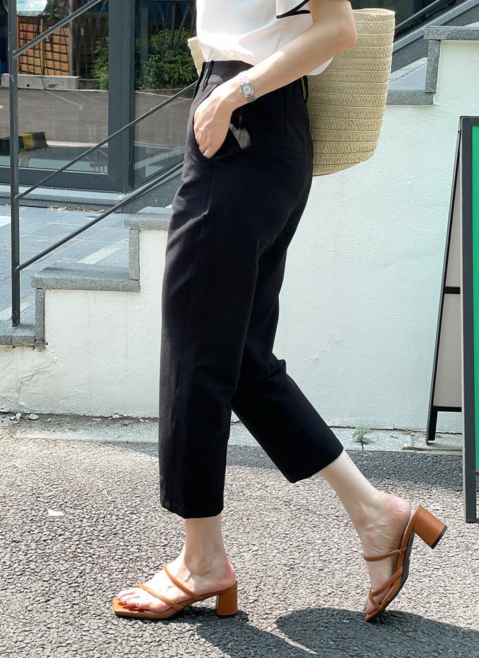 【SUPER SALE】*DHOLIC限定*クロップドテーパードスラックス・u00816 レディース 【pt】ボトムス パンツ スラックス テーパードライン ハイウエスト バックゴム クロップド丈 無地 単色 シンプル ベーシック フェミニン カジュアル 春 夏 韓国ファッション