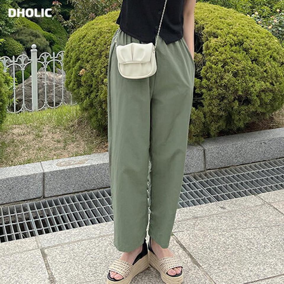 イージーワイドナイロンパンツ・t01220 レディース 【pt】 韓国ファッション ボトムス パンツ ロング丈 ハイウエスト イージー ウエストゴム ストレート ワイドヘム ナイロン 無地 カラバリ シンプル デイリー 春 夏 カジュアル