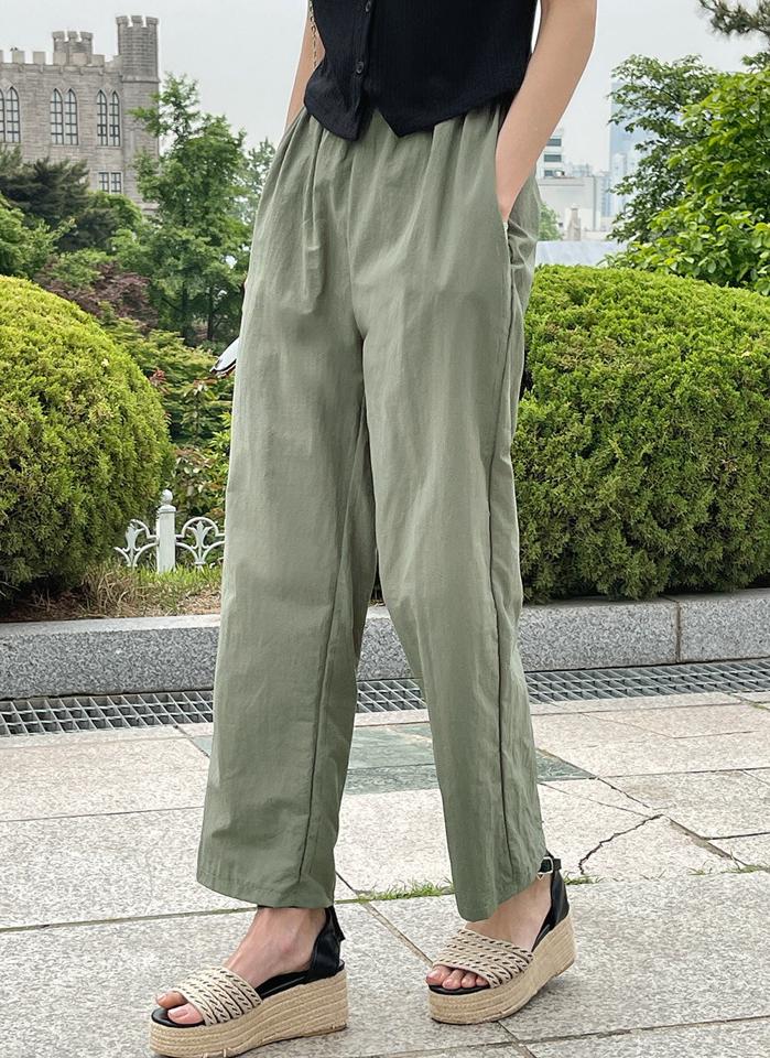 イージーワイドナイロンパンツ・t01220 レディース 【pt】 韓国ファッション ボトムス パンツ ロング丈 ハイウエスト イージー ウエストゴム ストレート ワイドヘム ナイロン 無地 カラバリ シンプル デイリー 春 夏 カジュアル