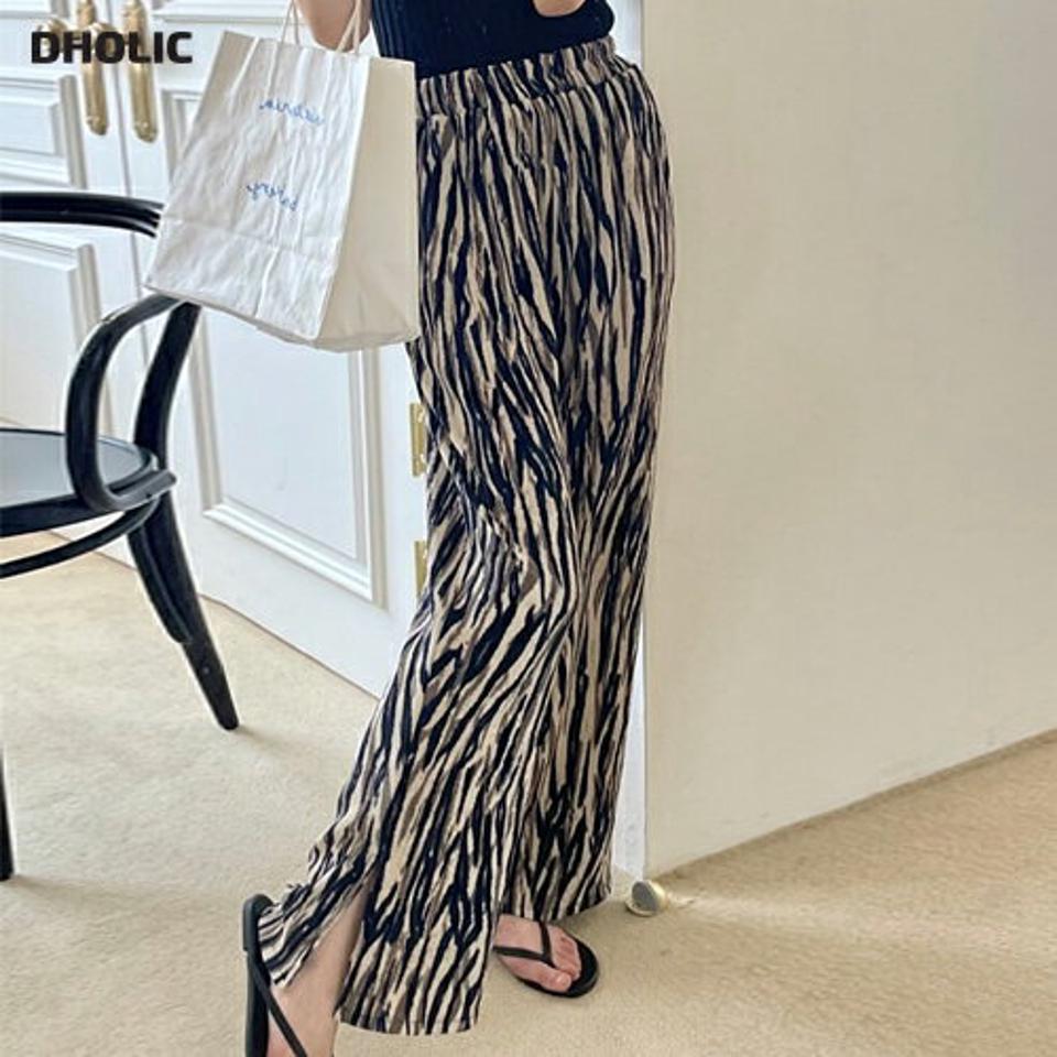 パターンイージープリーツパンツ・p005463 レディース 【pt】 韓国ファッション ボトムス パンツ ロング丈 フルレングス ハイウエスト イージー パターン プリーツ サイドスリット ストレート 大人カジュアル デイリー 春 夏 カジュアル MKT