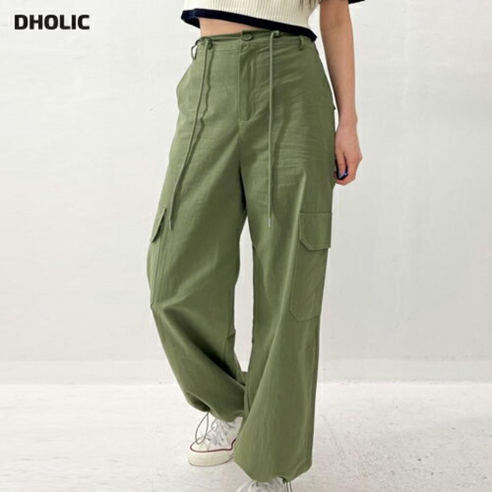 2WAYカーゴコットンパンツ・p005436 レディース 【pt】 韓国ファッション ボトムス パンツ ロング丈 ジョガー フルレングス ハイウエスト ストラップ カーゴポケット ワイド ストレート コットン 無地 Y2K デイリー 春 夏 カジュアル MKT