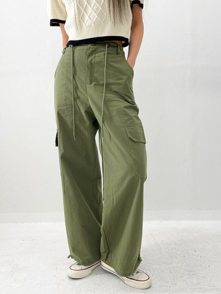 2WAYカーゴコットンパンツ・p005436 レディース 【pt】 韓国ファッション ボトムス パンツ ロング丈 ジョガー フルレングス ハイウエスト ストラップ カーゴポケット ワイド ストレート コットン 無地 Y2K デイリー 春 夏 カジュアル MKT