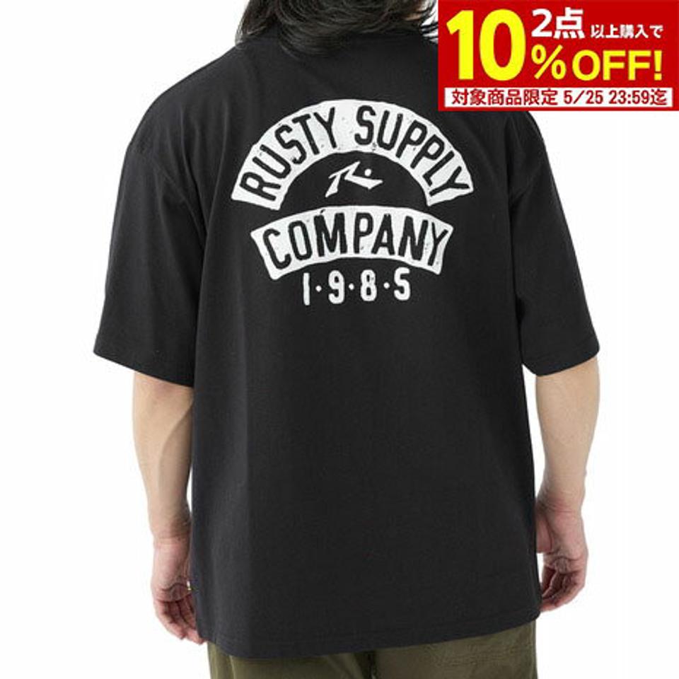 【2点で10%OFFクーポン対象!5/25まで】ラスティ(RUSTY)(メンズ)半袖Tシャツ メンズ ワイドフィット 吸汗速乾 UVカット 913504BLK