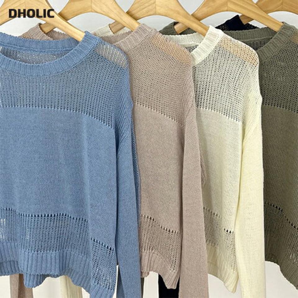 シースルーパネルクロップドニット・t00903 レディース 【tops】 韓国ファッション トップス ニット ラウンドネック 長袖 クロップド ショート丈 シースルーパネル ルーズフィット 無地 ニュートラルトーン 大人 デイリー 春 夏 カジュアル