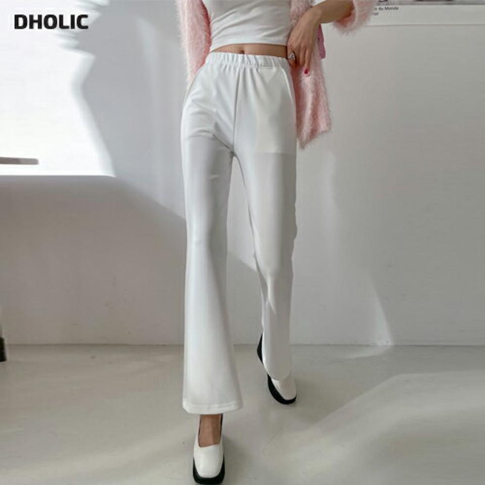 【マラソン特価】イージースリムフレアパンツ・p005505 レディース 【pt】 韓国ファッション ボトムス パンツ ロング丈 ハイウエスト イージー ウエストゴム フレア スリムフィット 細身 無地 フェミニン お出かけ モード 大人 春 夏 カジュアル MKT