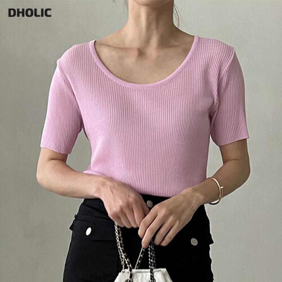 リネン混ラウンドリブニット・p005579 レディース 【tops】 韓国ファッション トップス ニット ラウンドネック 半袖 ショート丈 リブ ナチュラルライン リネン混 サマーニット 無地 パステル シンプル デイリー 春 夏 カジュアル MKT