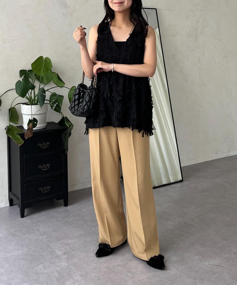 ハイウエストセンタープレスタックパンツ