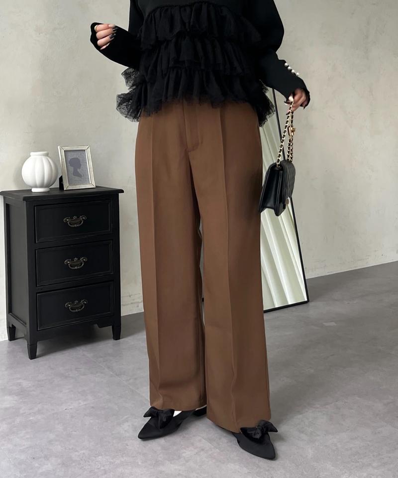 ハイウエストセンタープレスタックパンツ