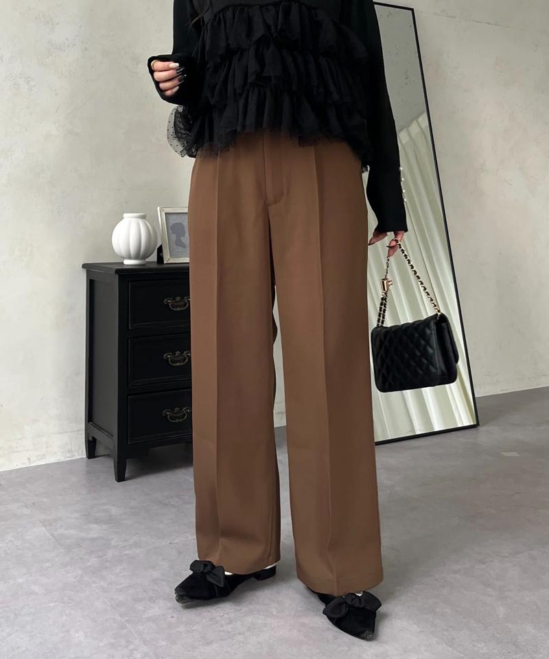 ハイウエストセンタープレスタックパンツ