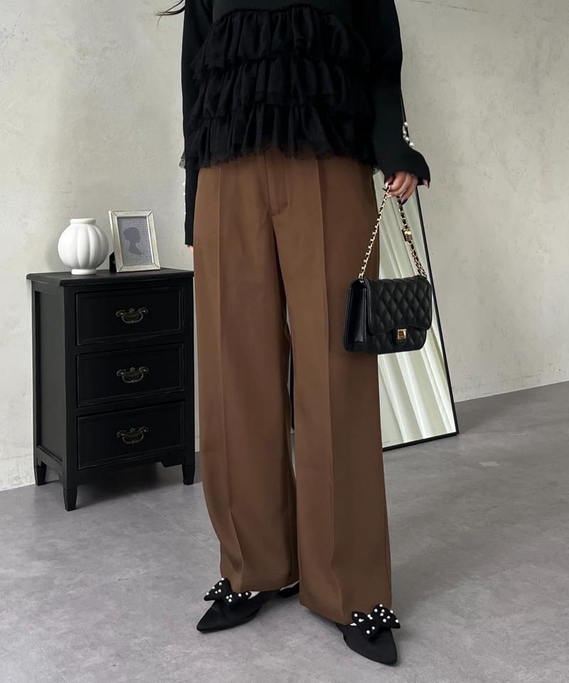 ハイウエストセンタープレスタックパンツ