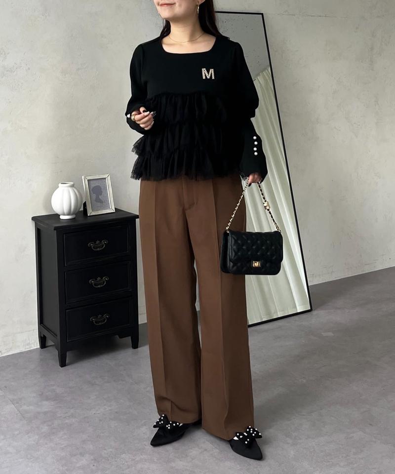 ハイウエストセンタープレスタックパンツ