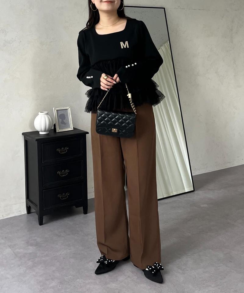 ハイウエストセンタープレスタックパンツ