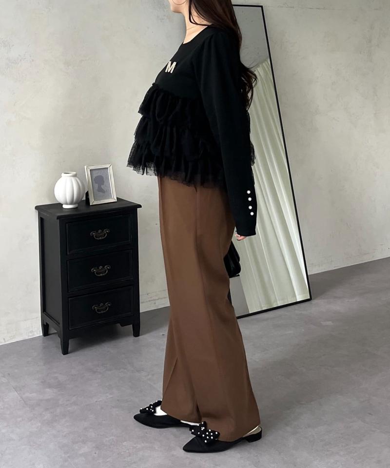 ハイウエストセンタープレスタックパンツ