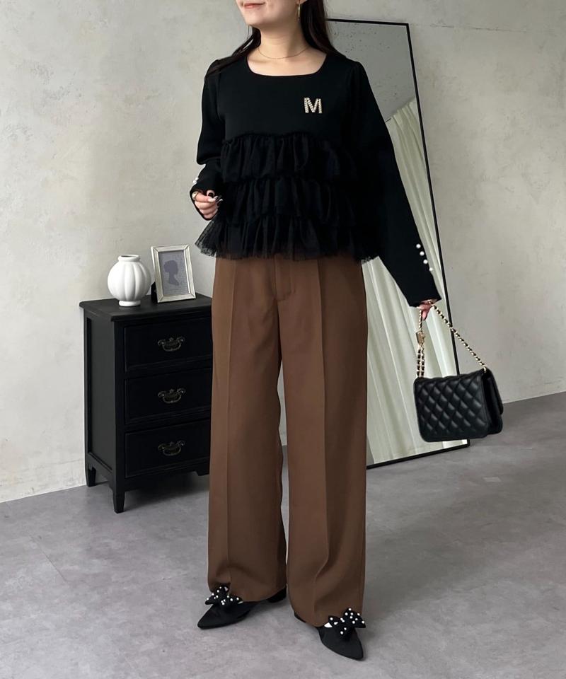 ハイウエストセンタープレスタックパンツ