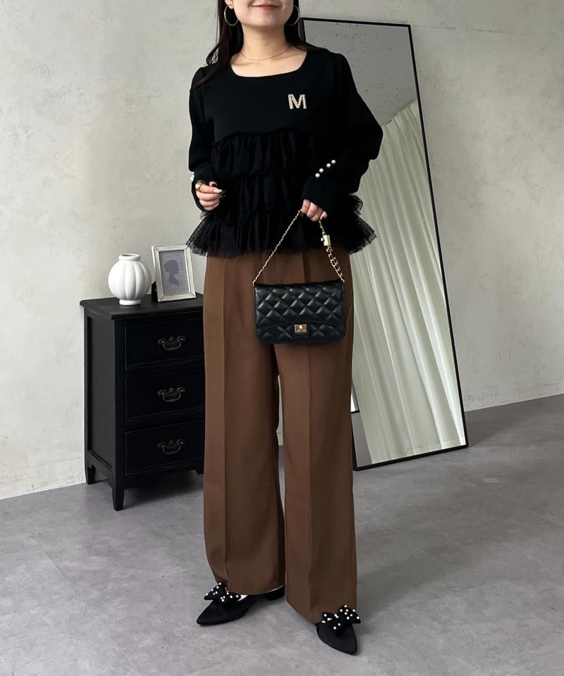 ハイウエストセンタープレスタックパンツ