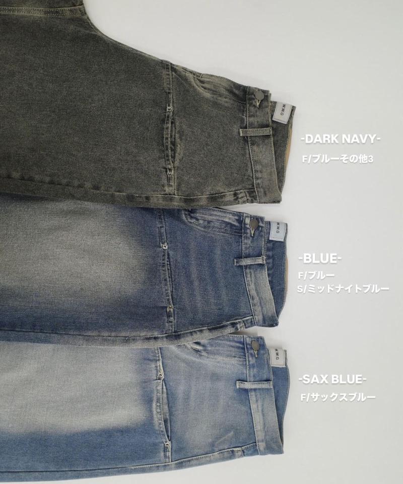 【UNISEX/サイズ展開あり】スラッシュポケットブラストワイドデニム