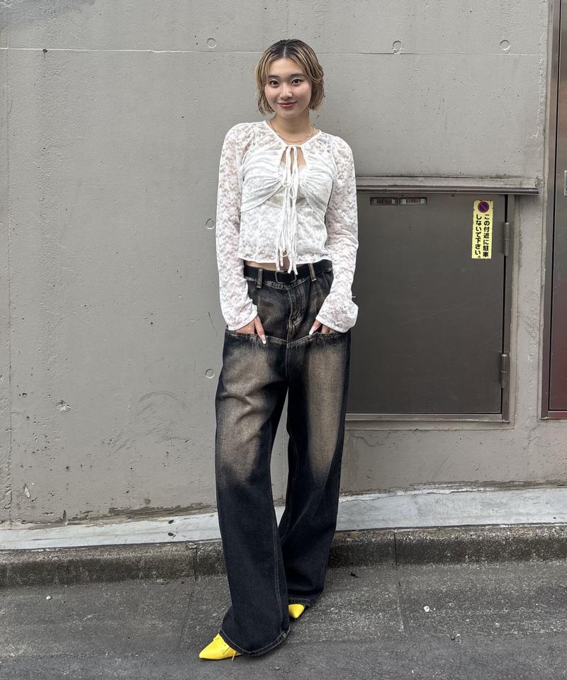 【UNISEX/サイズ展開あり】スラッシュポケットブラストワイドデニム