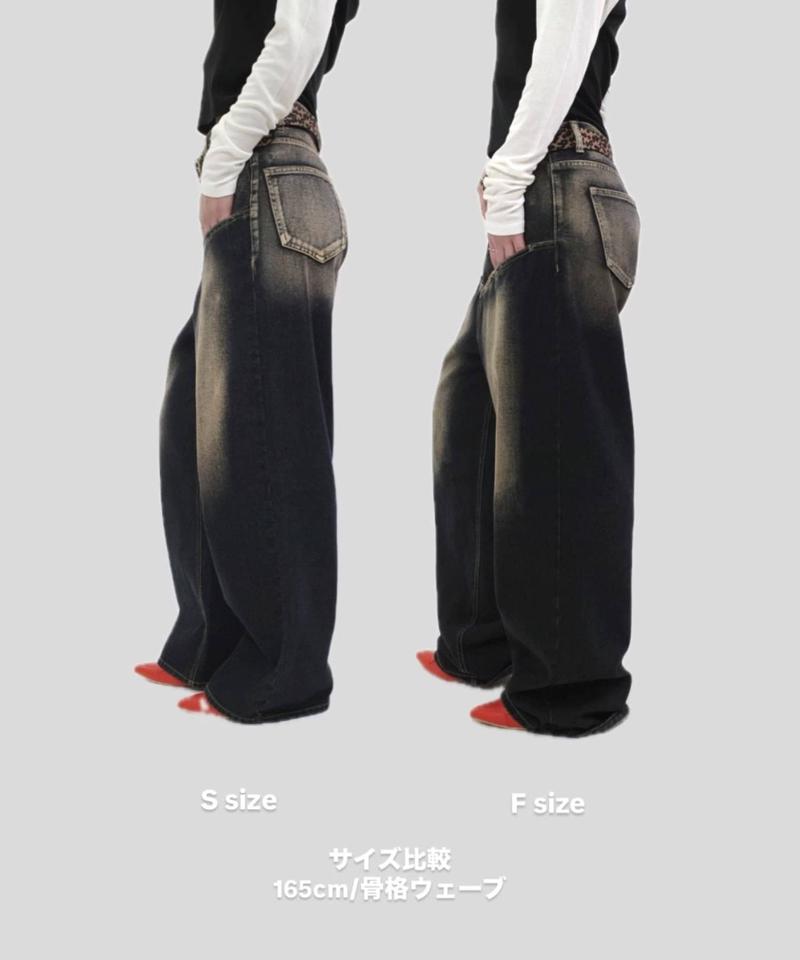 【UNISEX/サイズ展開あり】スラッシュポケットブラストワイドデニム