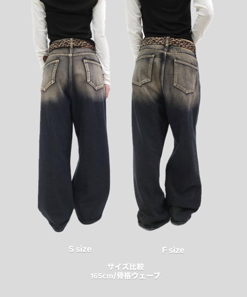【UNISEX/サイズ展開あり】スラッシュポケットブラストワイドデニム