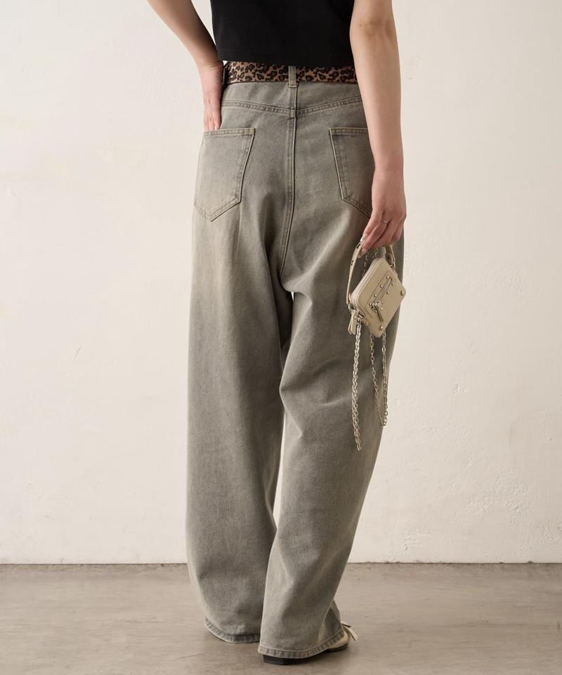 【UNISEX/サイズ展開あり】スラッシュポケットブラストワイドデニム