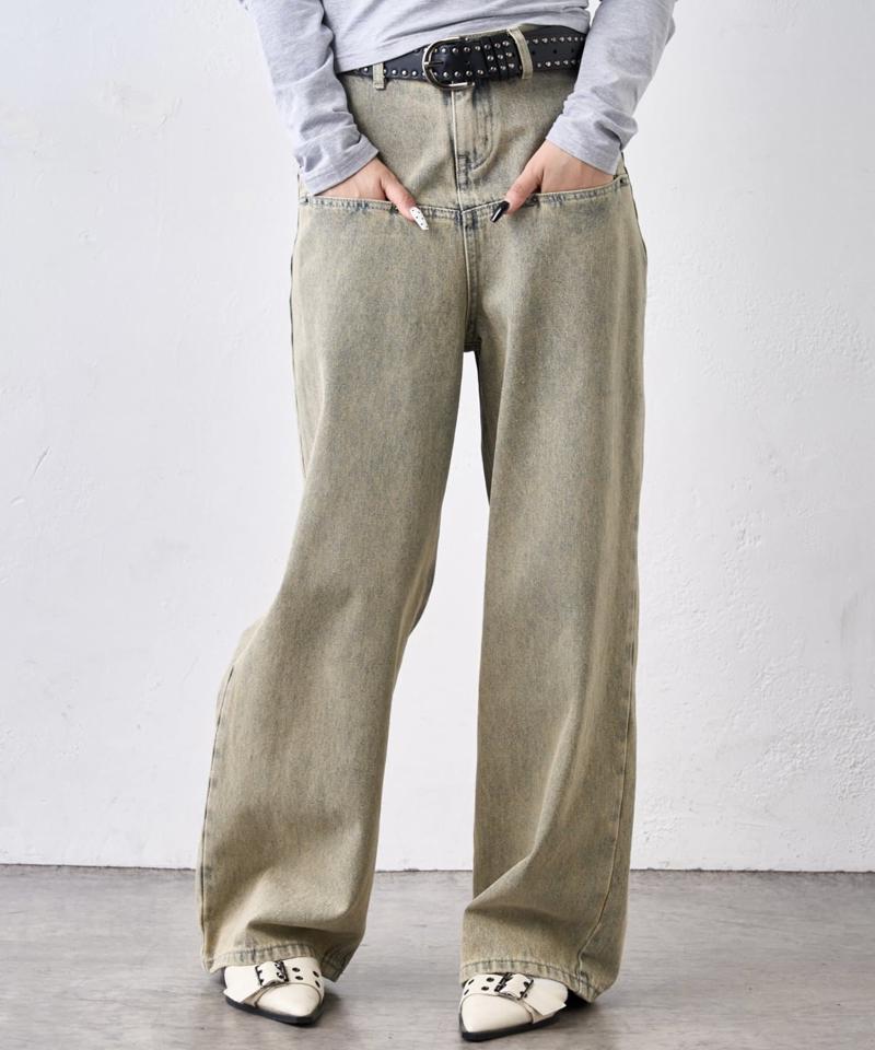 【UNISEX/サイズ展開あり】スラッシュポケットブラストワイドデニム
