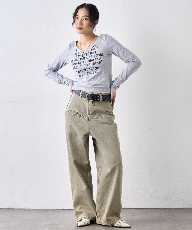 【UNISEX/サイズ展開あり】スラッシュポケットブラストワイドデニム