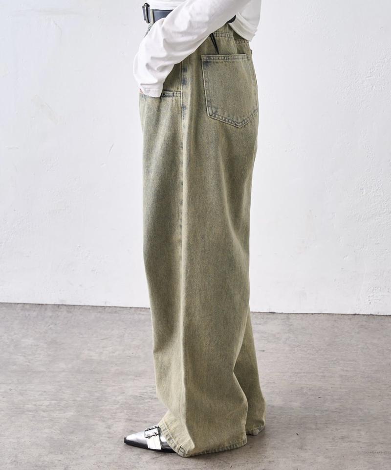 【UNISEX/サイズ展開あり】スラッシュポケットブラストワイドデニム
