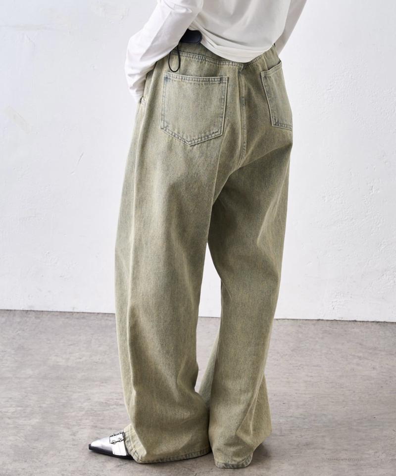 【UNISEX/サイズ展開あり】スラッシュポケットブラストワイドデニム