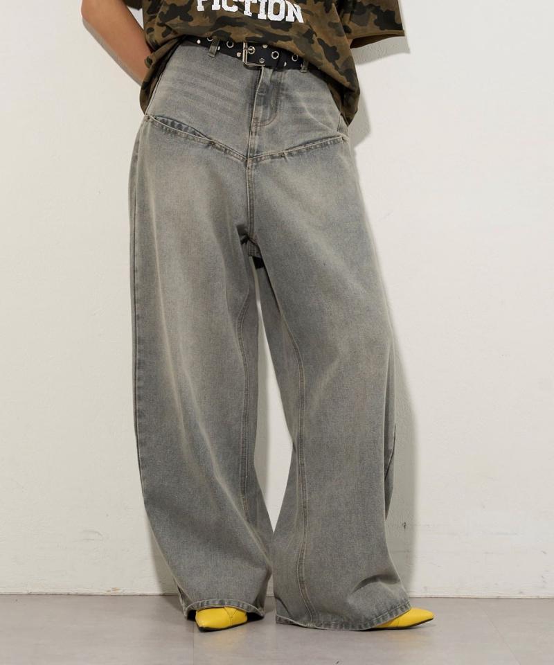 【UNISEX/サイズ展開あり】スラッシュポケットブラストワイドデニム