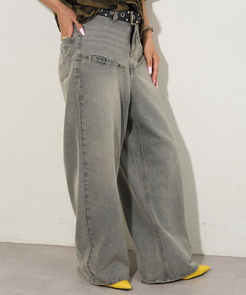 【UNISEX/サイズ展開あり】スラッシュポケットブラストワイドデニム