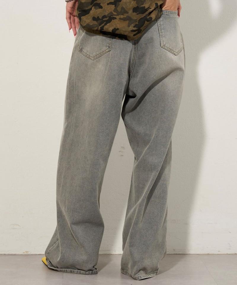 【UNISEX/サイズ展開あり】スラッシュポケットブラストワイドデニム