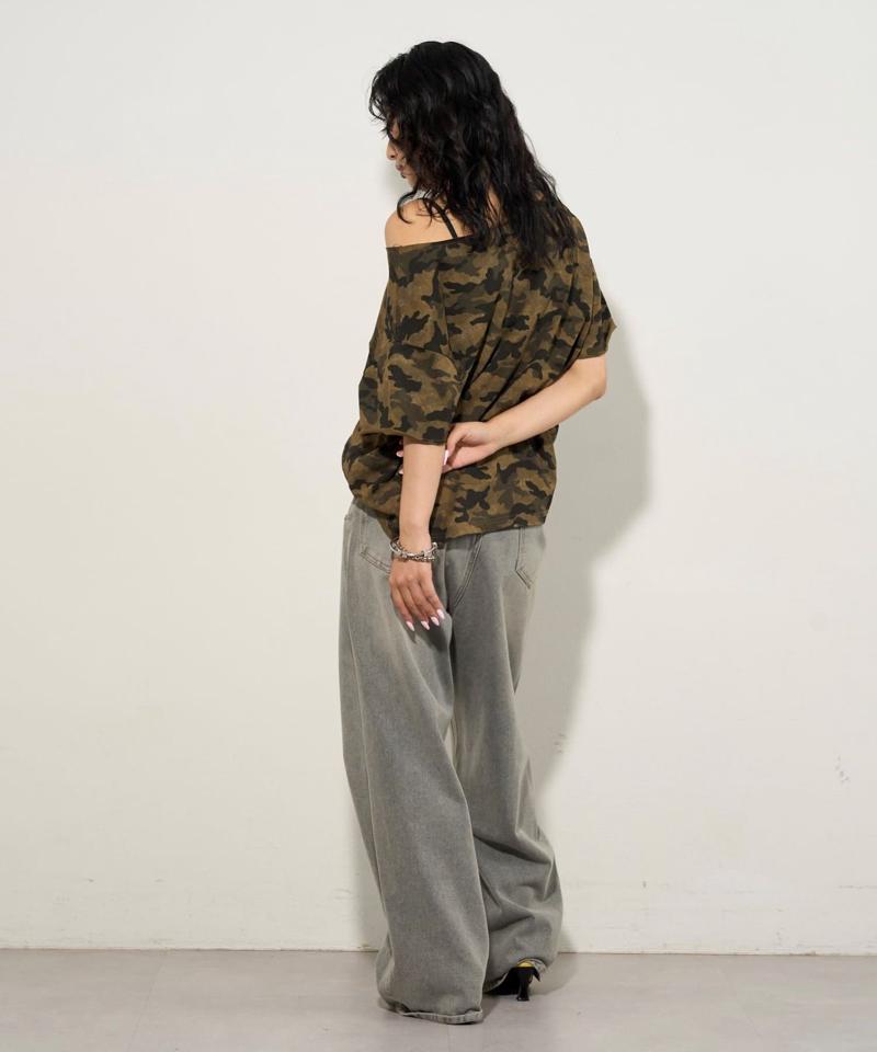 【UNISEX/サイズ展開あり】スラッシュポケットブラストワイドデニム