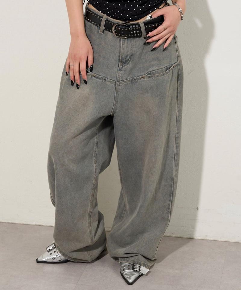 【UNISEX/サイズ展開あり】スラッシュポケットブラストワイドデニム