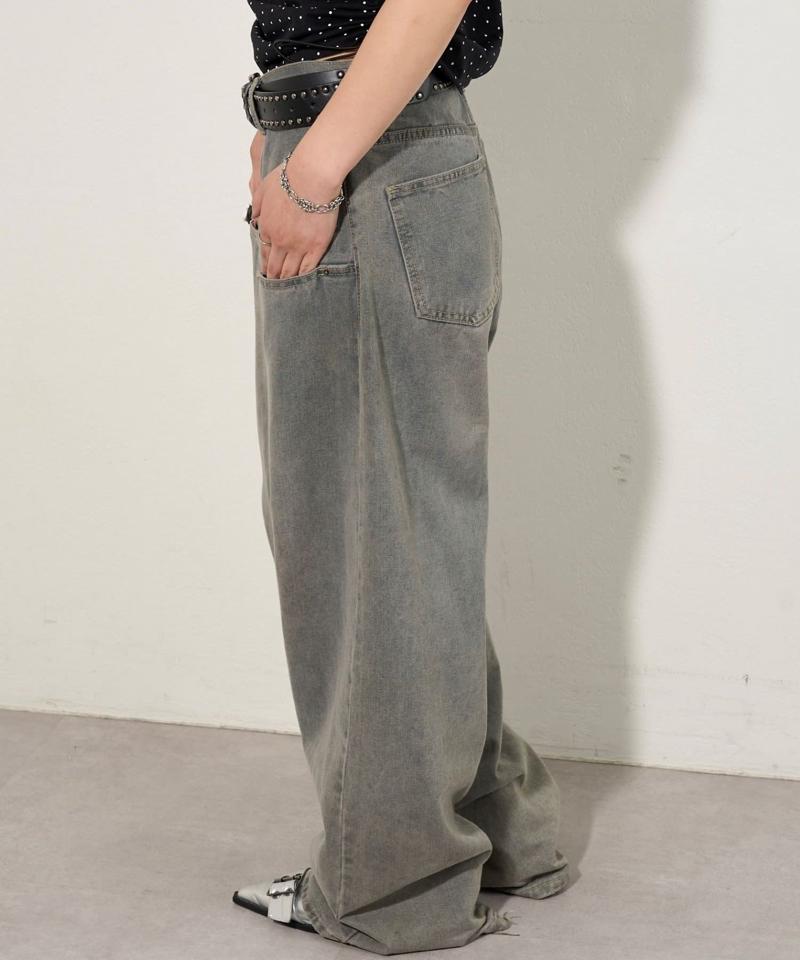 【UNISEX/サイズ展開あり】スラッシュポケットブラストワイドデニム