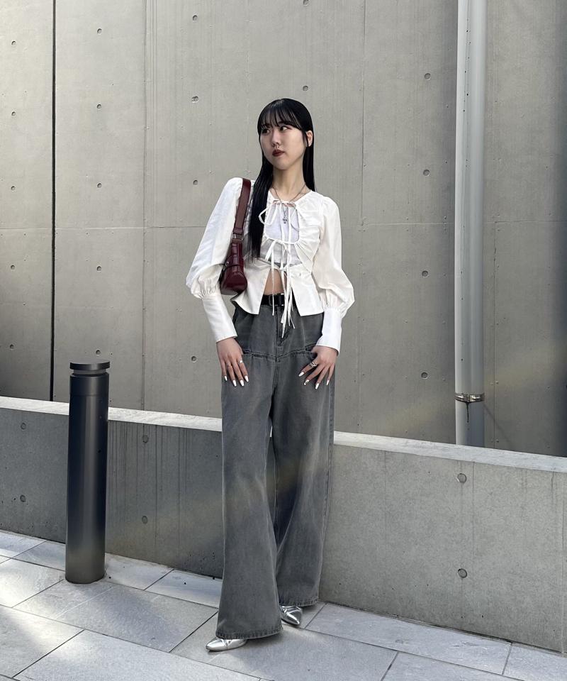 【UNISEX/サイズ展開あり】スラッシュポケットブラストワイドデニム