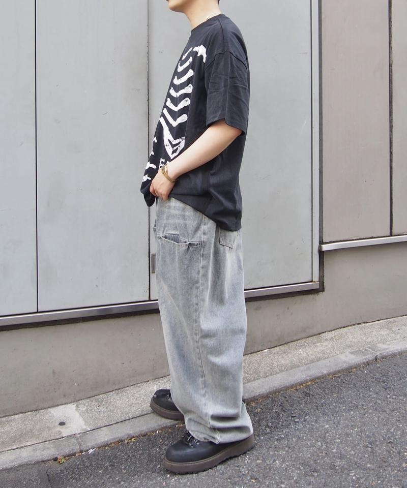 【UNISEX/サイズ展開あり】スラッシュポケットブラストワイドデニム