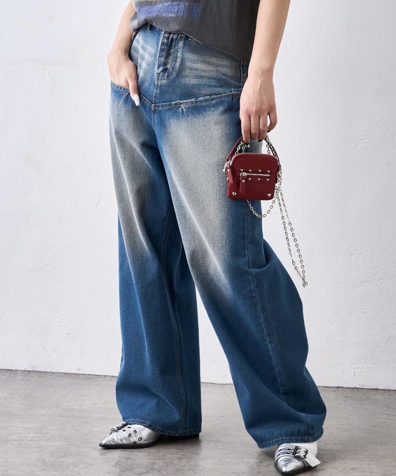 【UNISEX/サイズ展開あり】スラッシュポケットブラストワイドデニム
