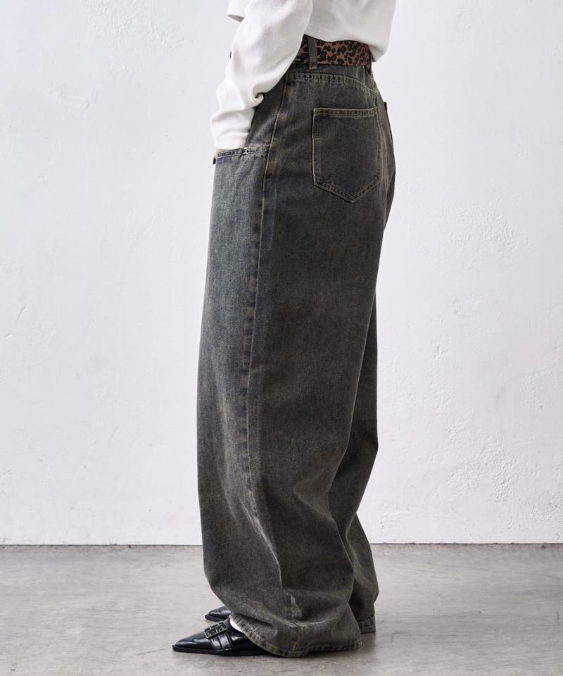 【UNISEX/サイズ展開あり】スラッシュポケットブラストワイドデニム