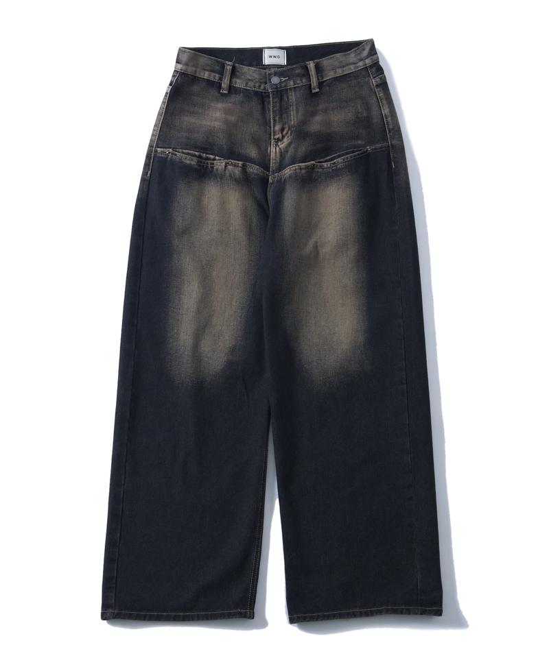 【UNISEX/サイズ展開あり】スラッシュポケットブラストワイドデニム