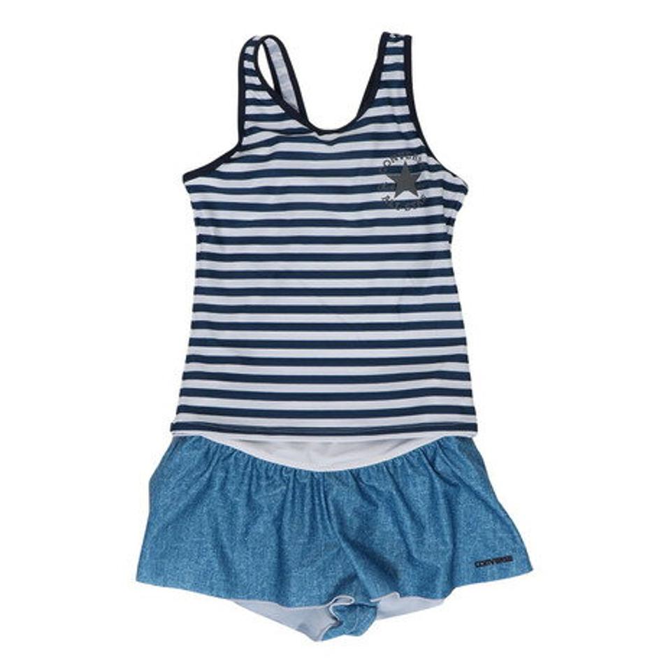 コンバース(CONVERSE)(キッズ)水着 子供 セパレーツ フォト柄Tシャツ付き 3点セット 373182-23NVY