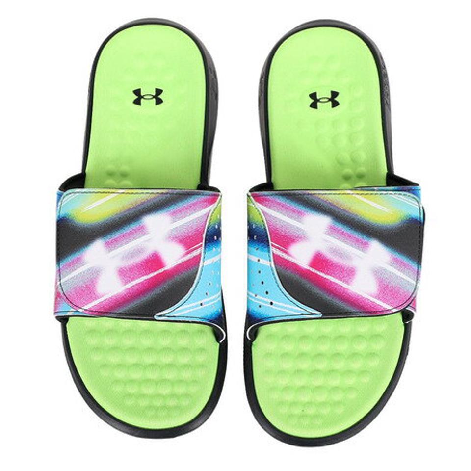 アンダーアーマー（UNDER ARMOUR）（メンズ）シャワーサンダル イグナイト7 グラフィック ブラック イエロー 3026024 002 ストラップ スライド プール ビーチ