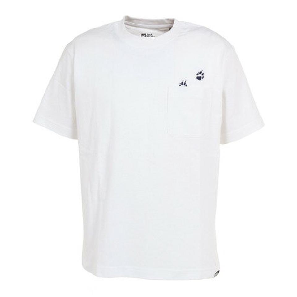 ジャックウルフスキン(JackWolfskin)(メンズ)半袖Tシャツ JP PAW IN POCKET 半袖Tシャツ V2 5023432-5018 ホワイト
