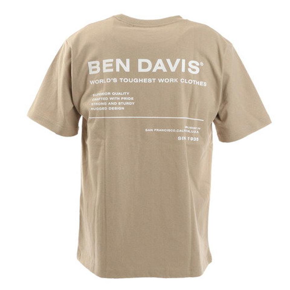 ベンデイビス(BEN DAVIS)(メンズ、レディース)ミニゴリラ刺繍 バックプリント 半袖Tシャツ 1580005-BEG